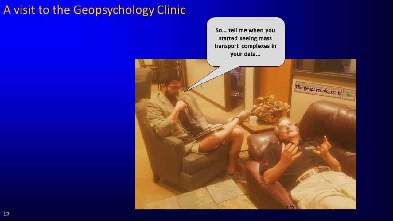 Slide screenshot of geopsychologist joke
