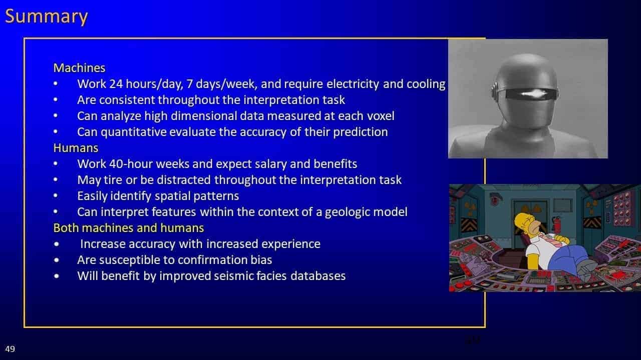 Slide screenshot of summary of machines and humans presentation