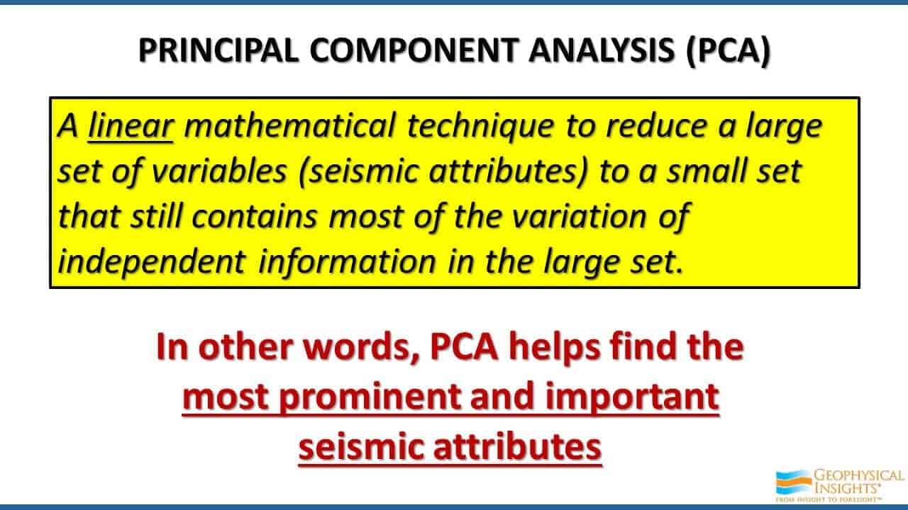Slide screenshot defining principal component analysis
