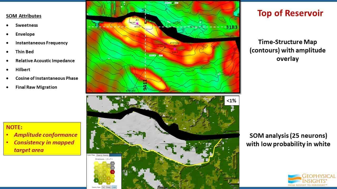 Slide screenshot showing SOM attributes, analysis, and maps