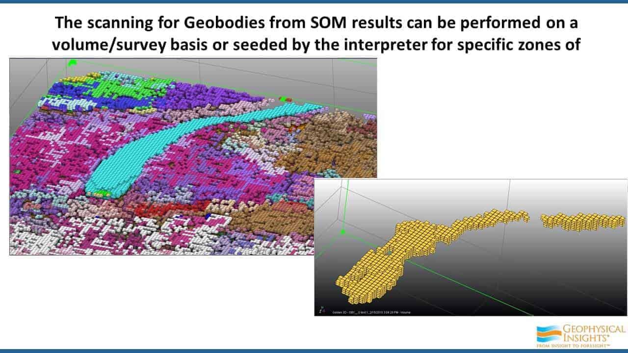 Slide screenshot showing two geobodies maps