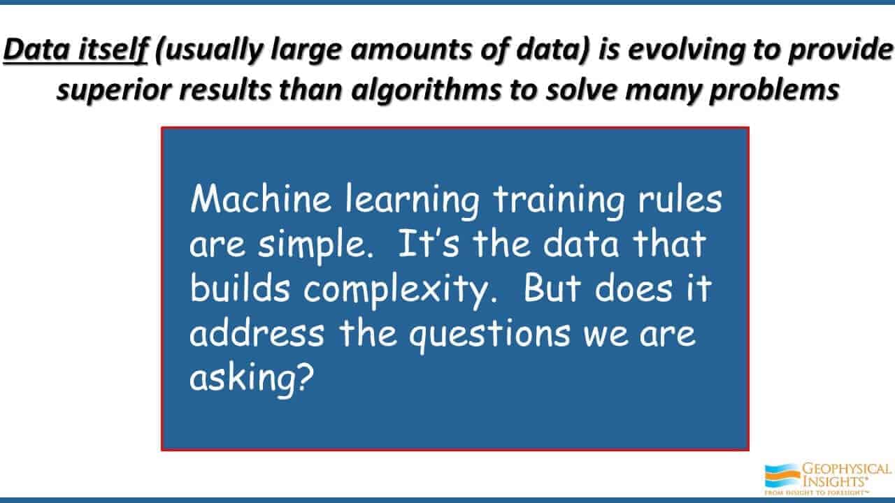 Slide screenshot about data and ML