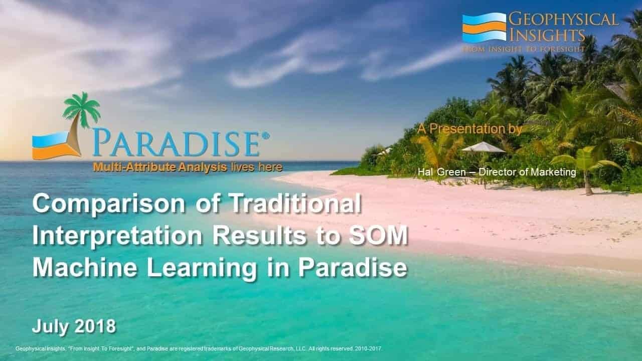 Title slide comparison of traditional interpretation results to SOM machine learning in paradise