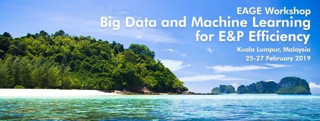 Banner image with text for EAGE workshop on Big Data and Machine Learning