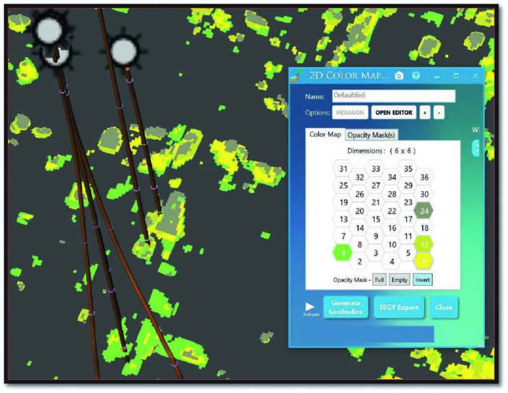 Isolating various neuron clusters in Paradise 3D viewer, the seismic interpretation software