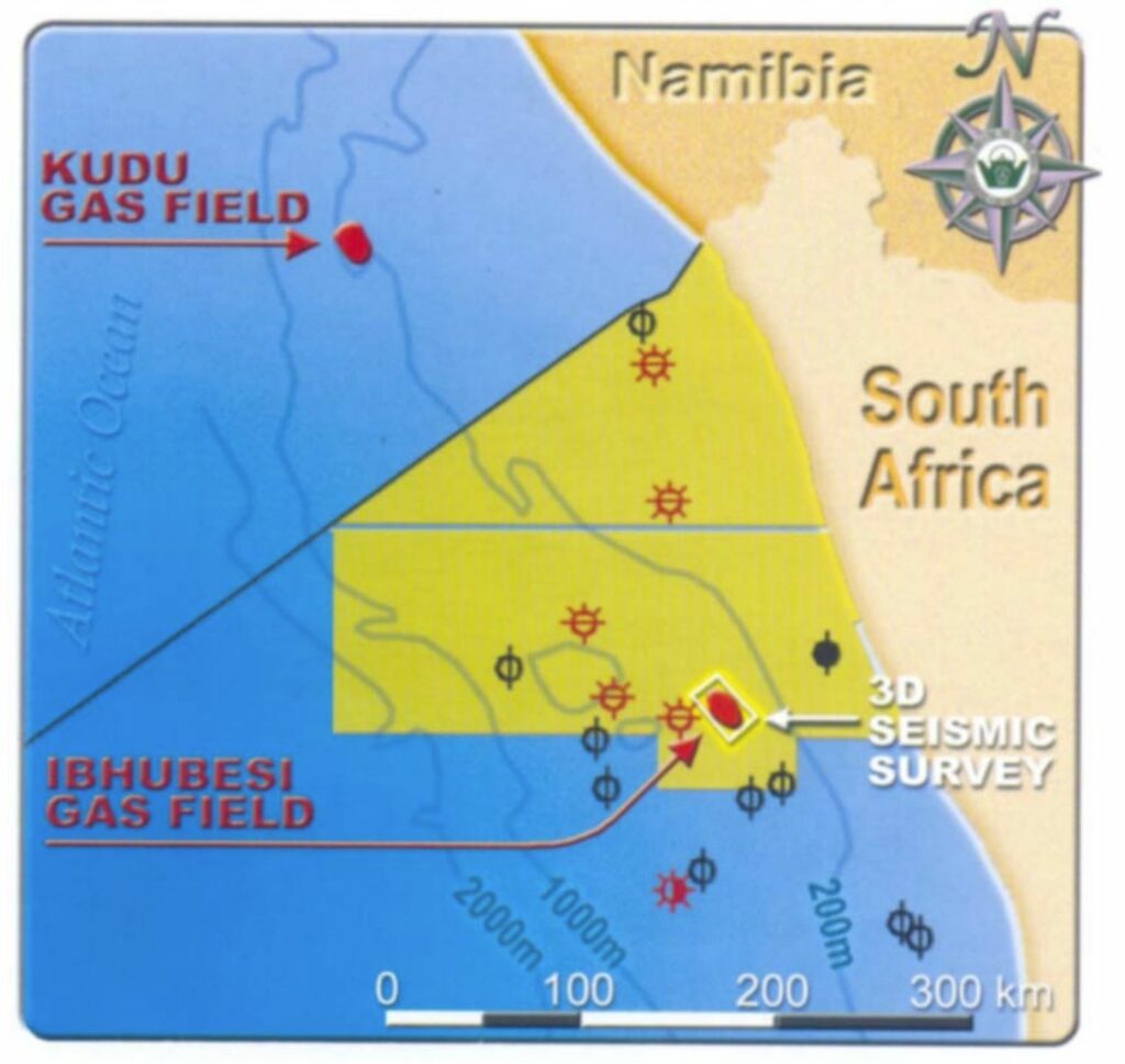 Map of South Africa offshore license blocks with study area